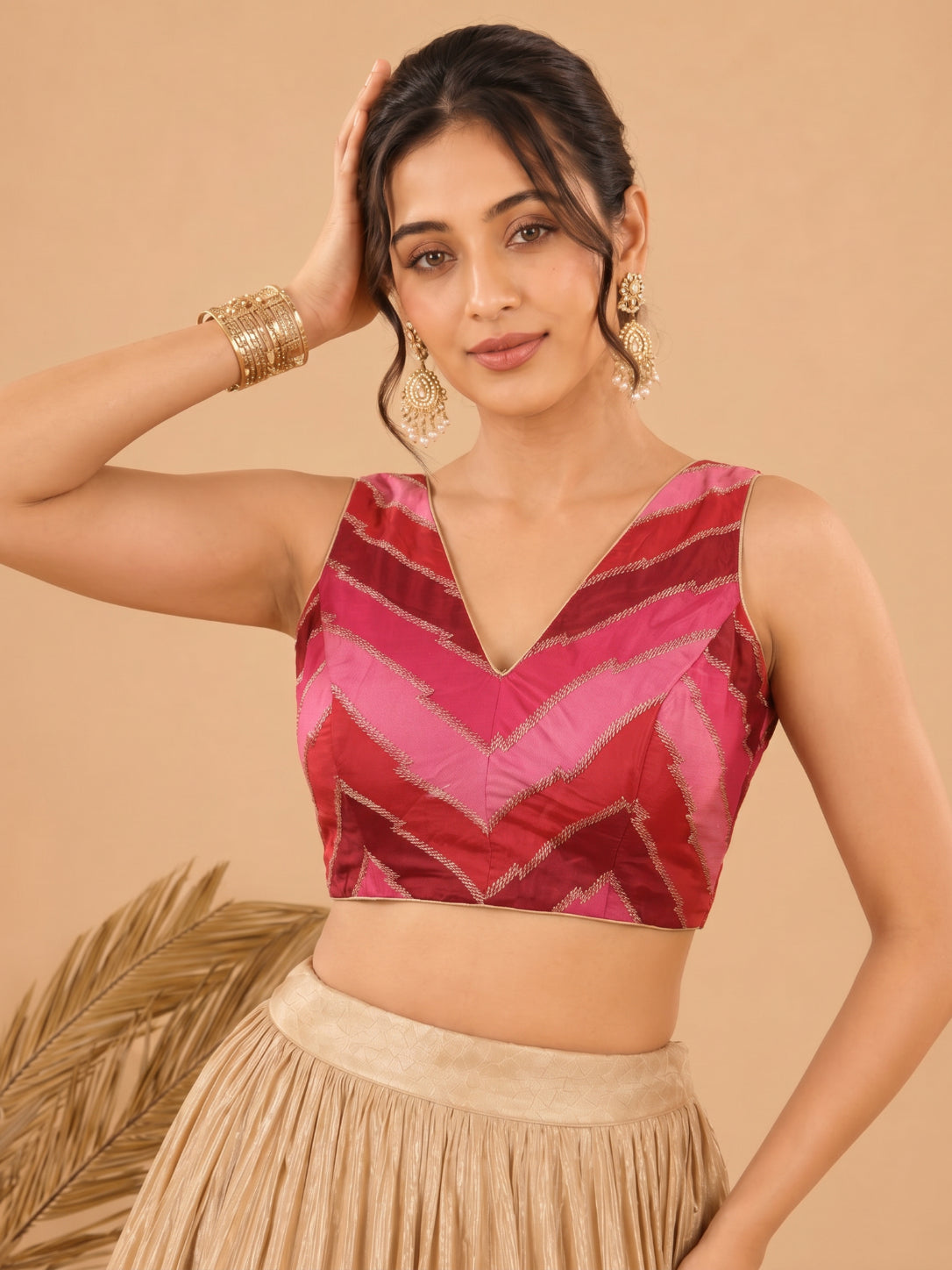 Multi Embroidered Zig Zag Blouse