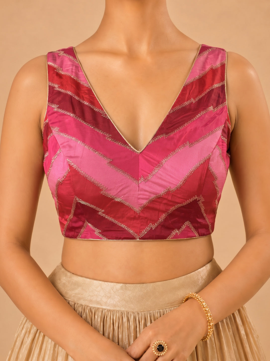 Multi Embroidered Zig Zag Blouse