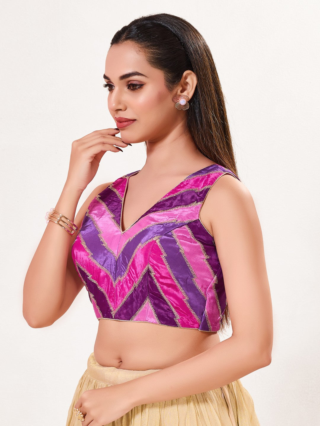 Multi Embroidered Zig Zag Blouse