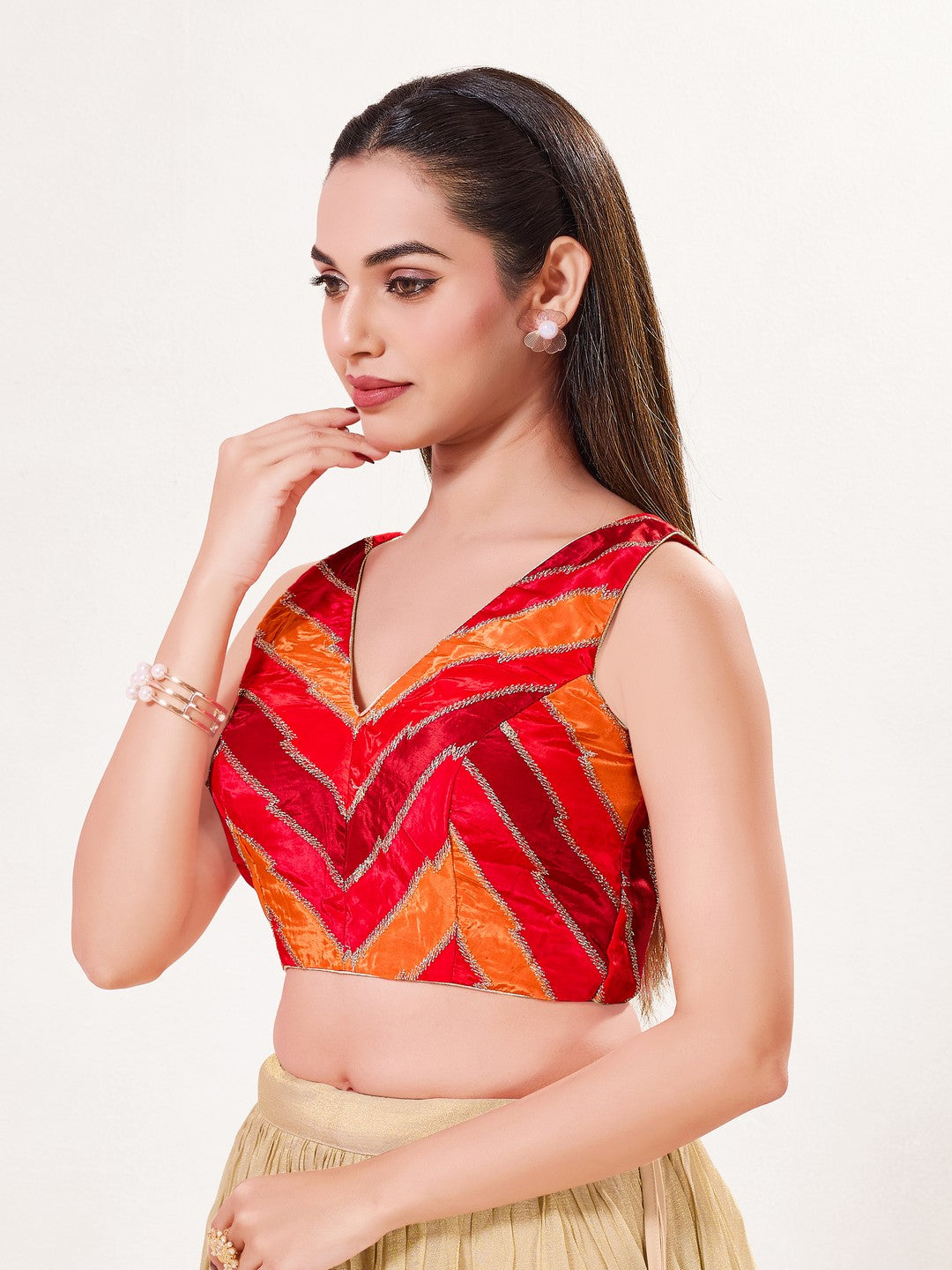Multi Embroidered Zig Zag Blouse