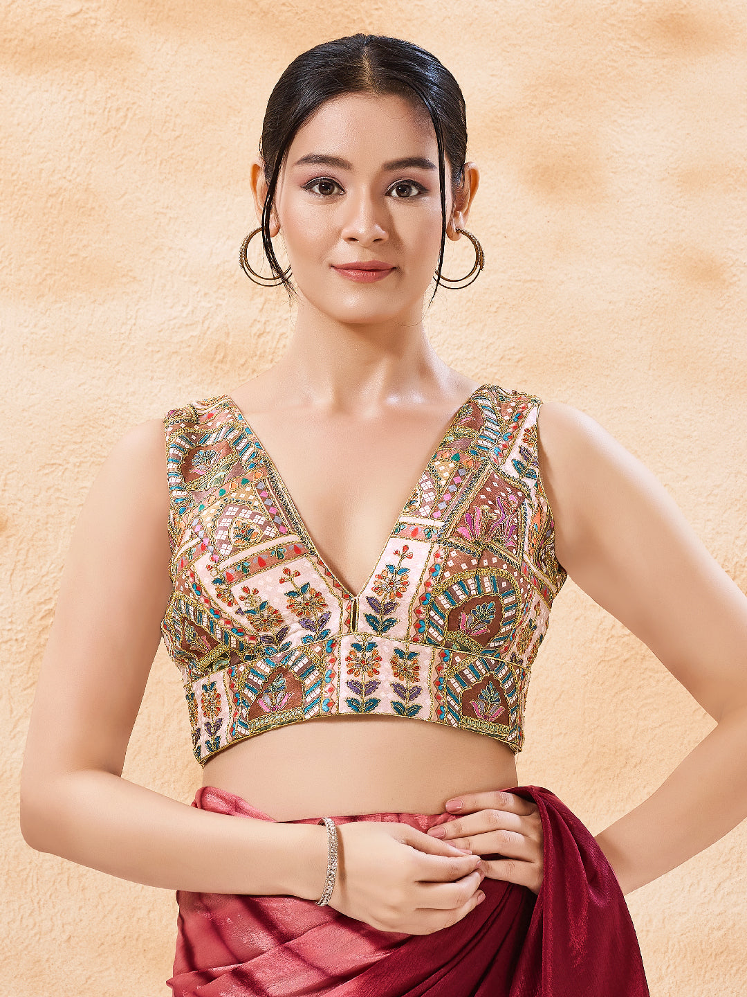 Cordwork Embroidered Sleeveless Blouse