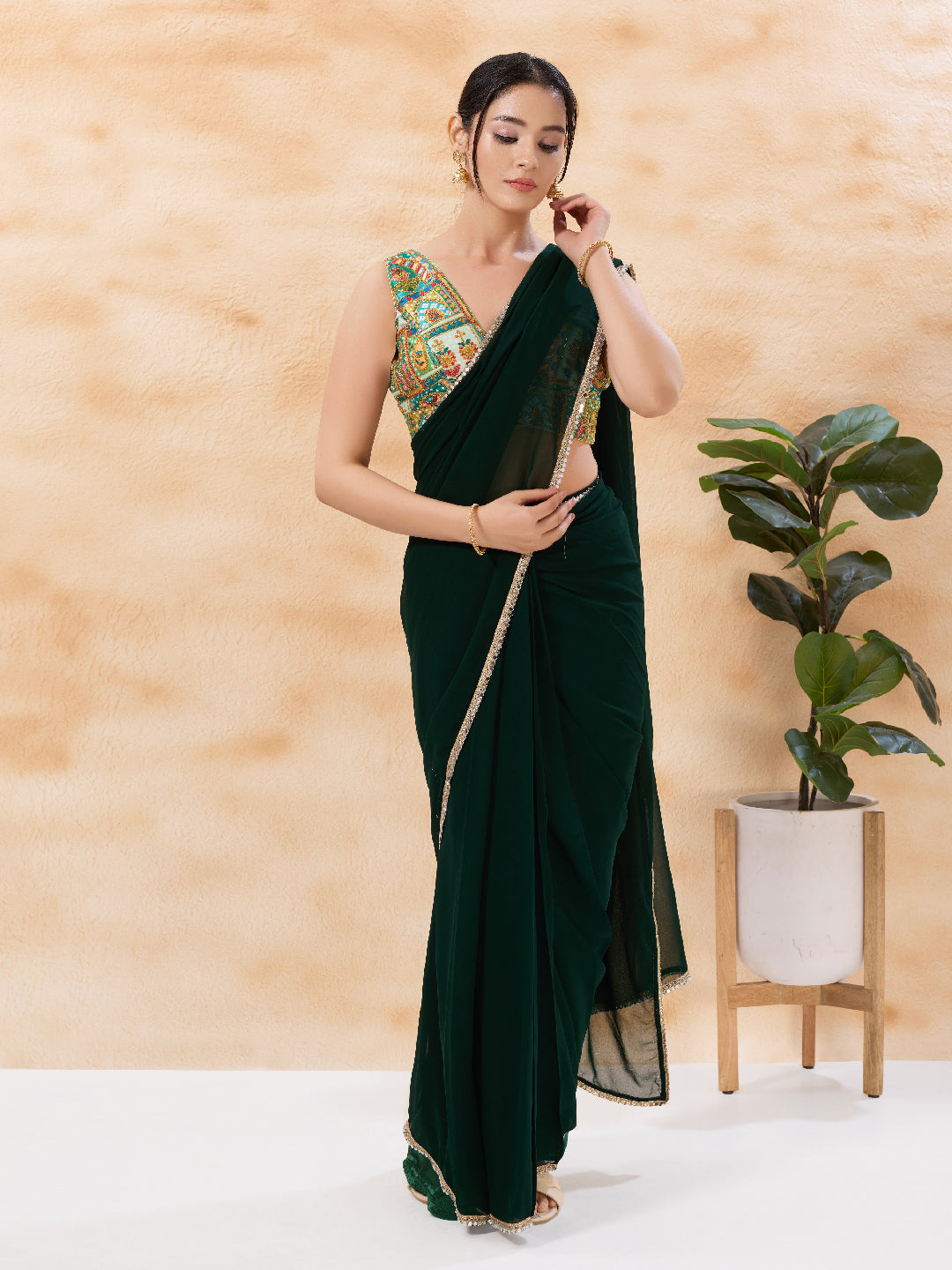 Cordwork Embroidered Sleeveless Blouse