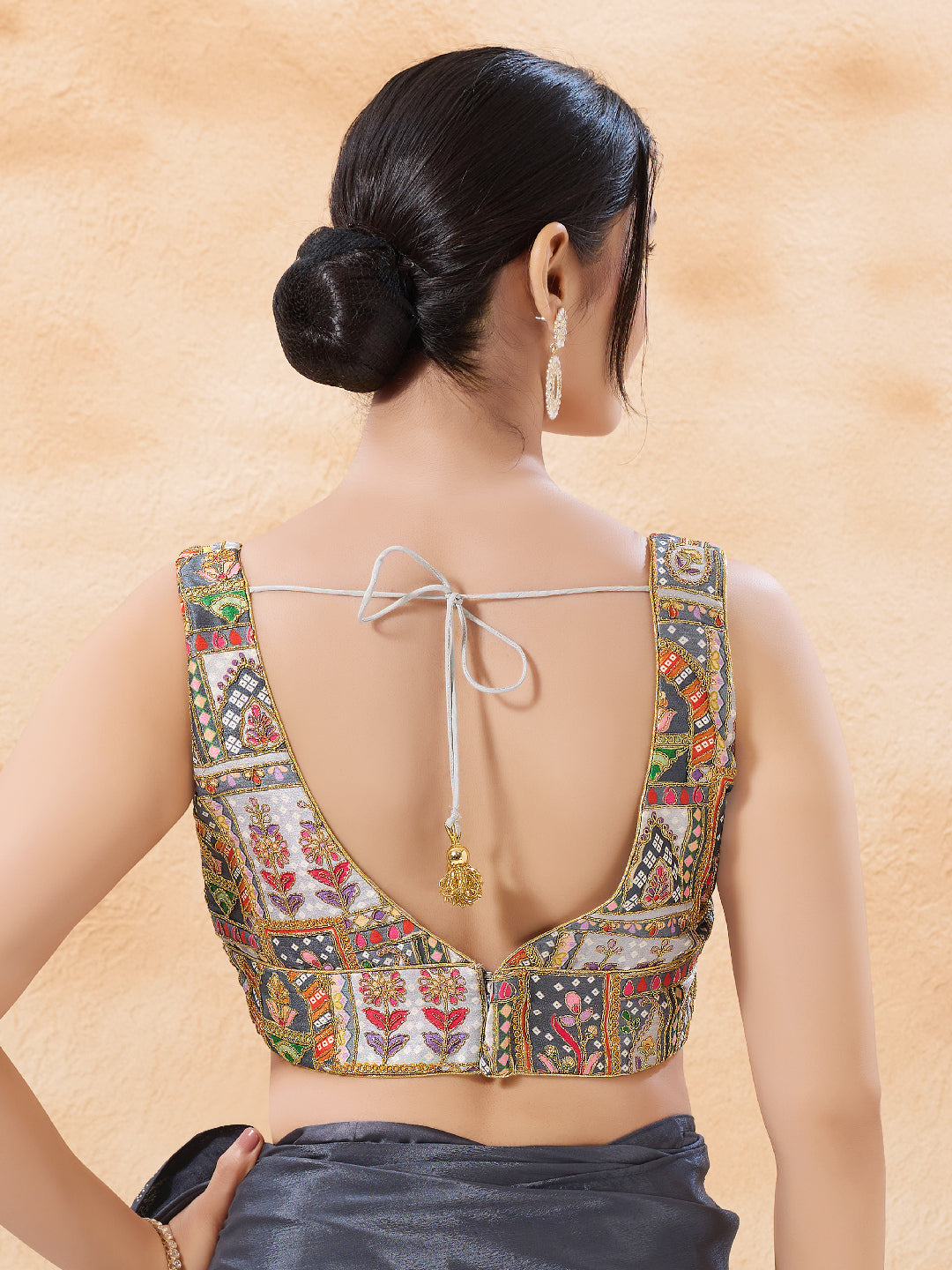 Cordwork Embroidered Sleeveless Blouse