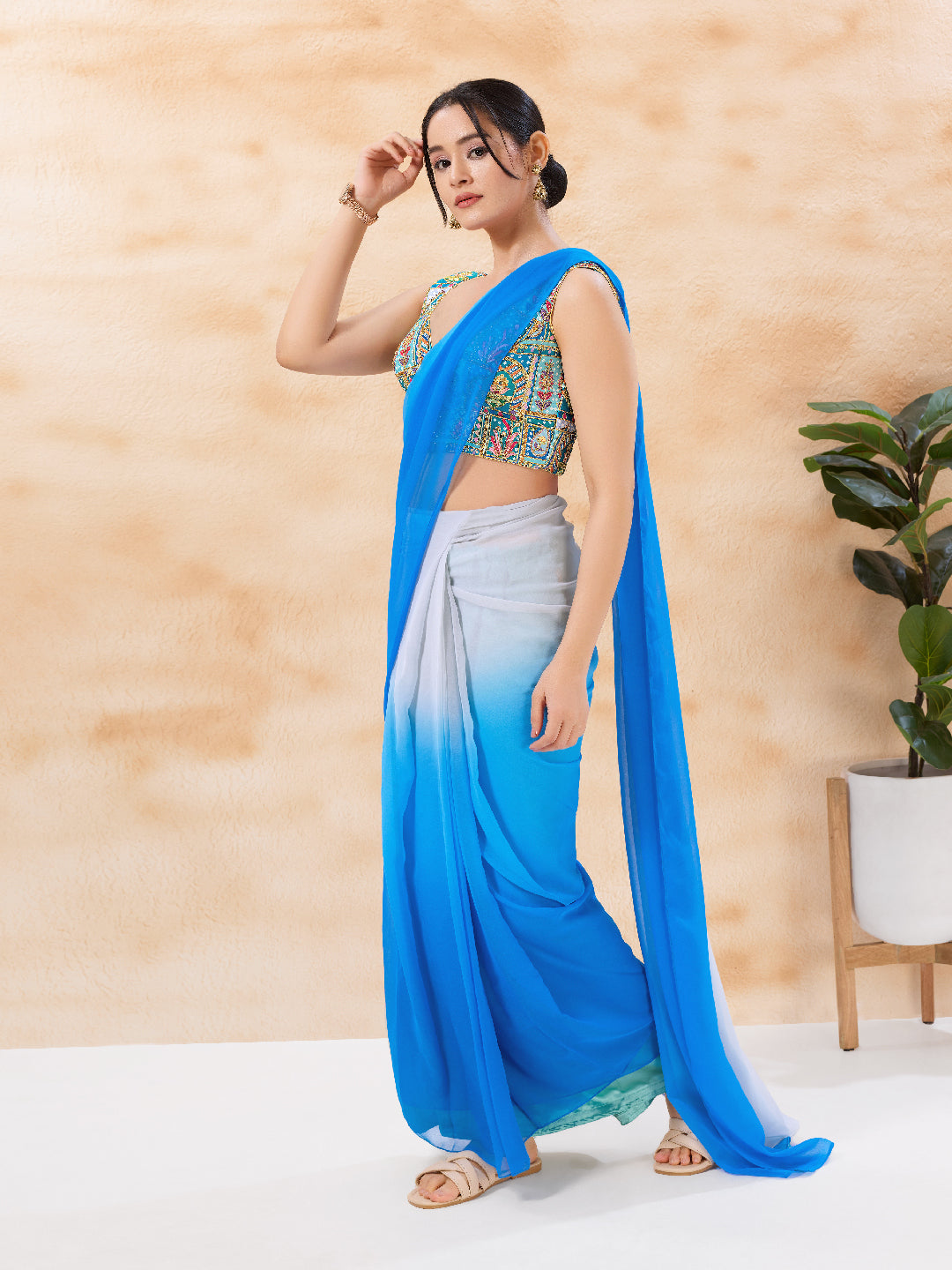 Cordwork Embroidered Sleeveless Blouse