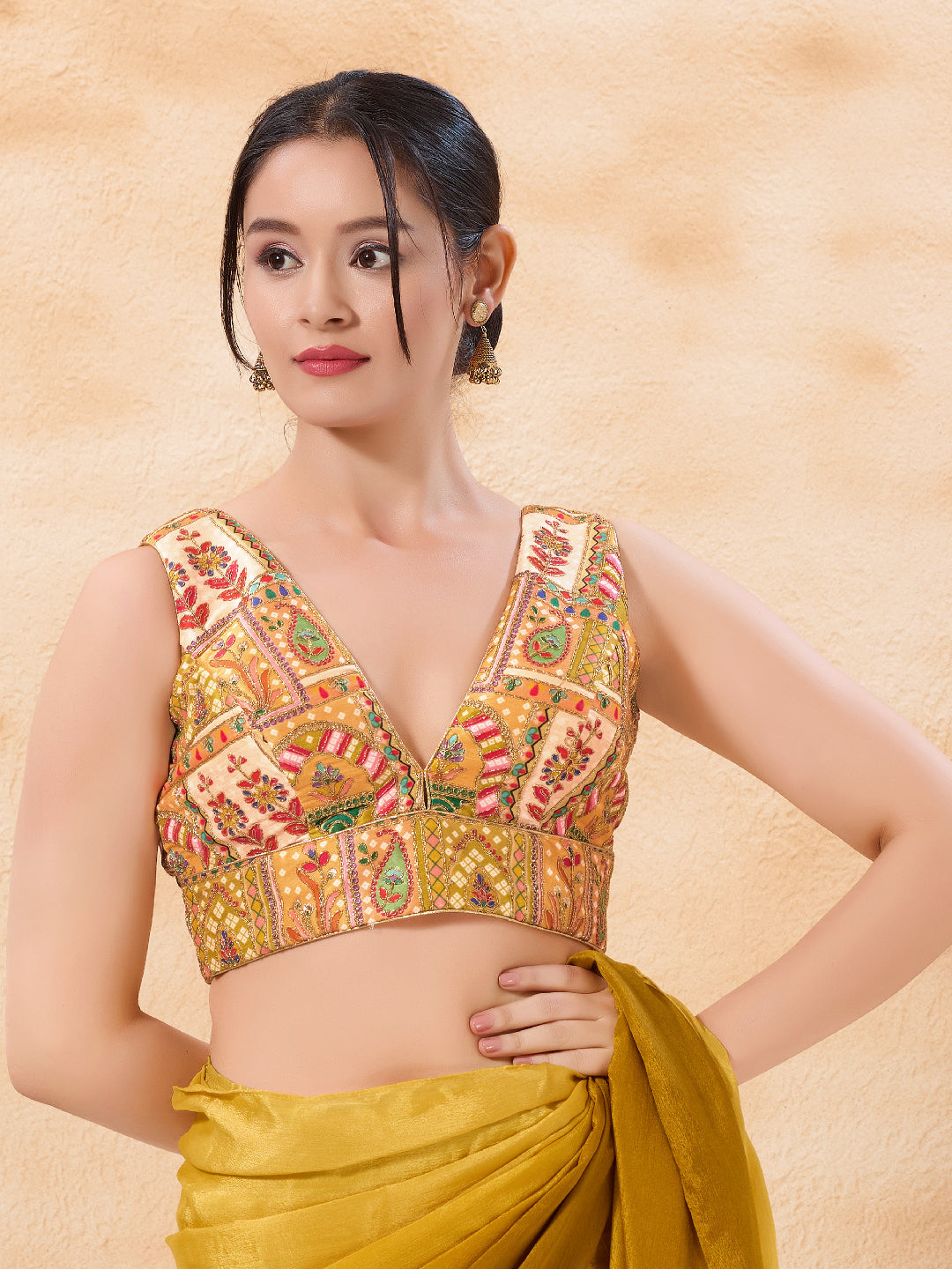 Cordwork Embroidered Sleeveless Blouse