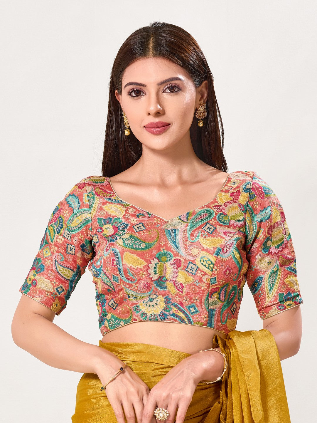 Paisley Paan Neck Festive Blouse