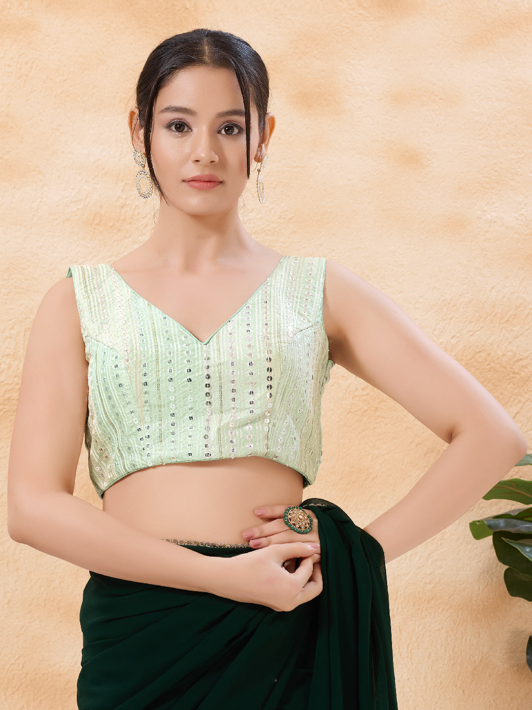 Pastel Embroidered V Neck Blouse