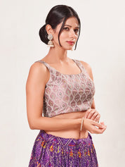 Vamas Threadwork Motif Embroidery Round Neck Sleeveless Blouse