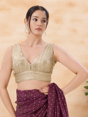 Gold Gota Sleveless Yoke Blouse