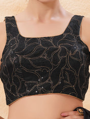 Black Zari Thread Round Neck Blouse