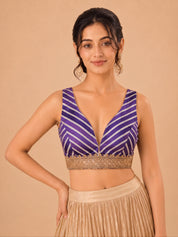 Laherya Printed Plunging V Neckline Sleeveless Blouse