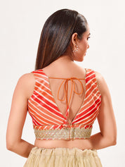 Laherya Printed Plunging V Neckline Sleeveless Blouse