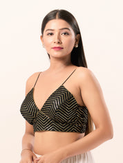 Sequence V Neck Yoke Strappy Blouse