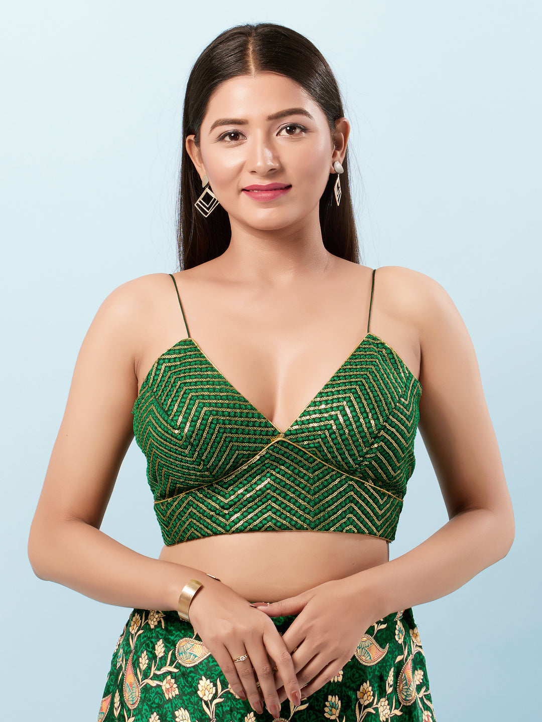 Sequence V Neck Yoke Strappy Blouse