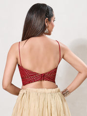 Sequence V Neck Yoke Strappy Blouse