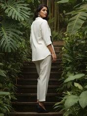 Organic White Floral Appliqué Co-ord Set in Cotton Flex