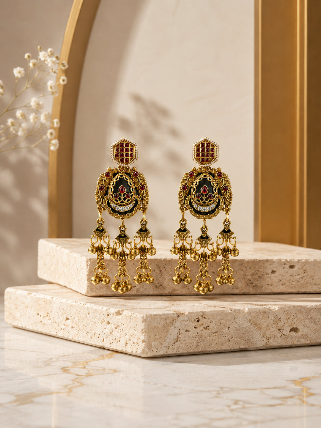 Venyora BHAGI Gold-Plated Drop Earrings