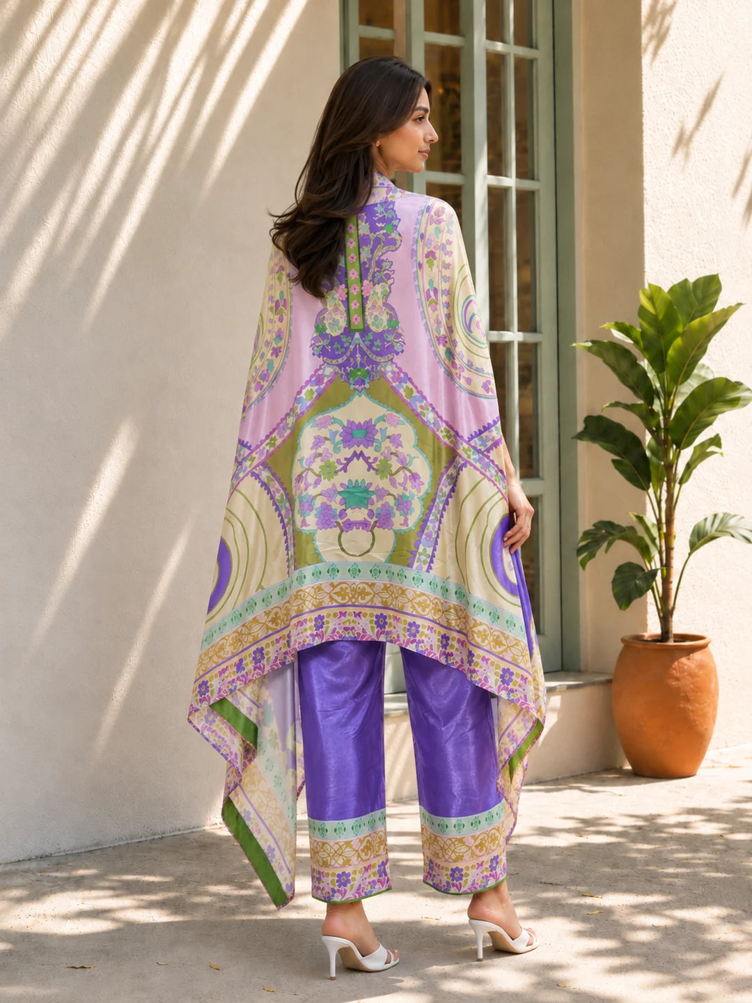 Violet Base Printed Kaftan Kurta Co-ord Set
