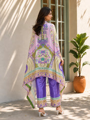 Violet Base Printed Kaftan Kurta Co-ord Set