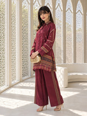 Plum Bandhani Print Co-ord Set in Crepe