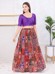 Vamas Art Silk Round Neck Solid Front Open Blouse