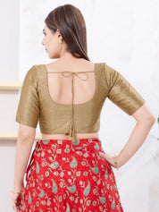 Vamas Art Silk Round Neck Solid Front Open Blouse