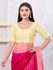 Vamas Art Silk Round Neck Solid Front Open Blouse
