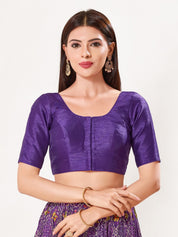 Vamas Art Silk Round Neck Solid Front Open Blouse