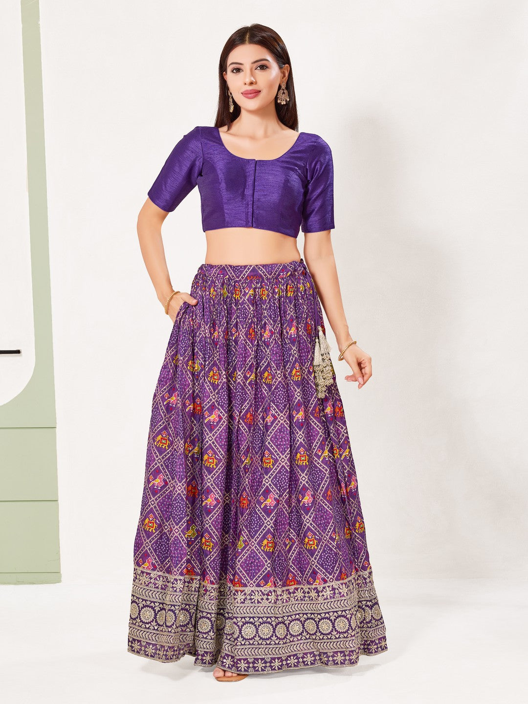Vamas Art Silk Round Neck Solid Front Open Blouse