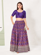 Vamas Art Silk Round Neck Solid Front Open Blouse