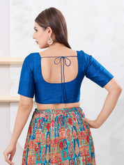 Vamas Art Silk Round Neck Solid Front Open Blouse