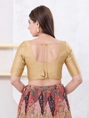 Vamas Art Silk Round Neck Solid Front Open Blouse