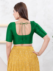 Vamas Art Silk Round Neck Solid Front Open Blouse