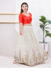 Vamas Art Silk Round Neck Solid Front Open Blouse