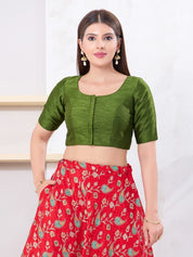 Vamas Art Silk Round Neck Solid Front Open Blouse