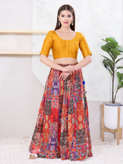 Vamas Art Silk Round Neck Solid Front Open Blouse
