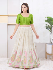 Vamas Art Silk Round Neck Solid Front Open Blouse