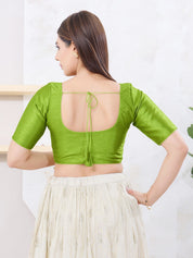 Vamas Art Silk Round Neck Solid Front Open Blouse