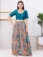 Vamas Art Silk Round Neck Solid Front Open Blouse