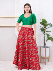 Vamas Art Silk Round Neck Solid Front Open Blouse