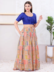Vamas Art Silk Round Neck Solid Front Open Blouse