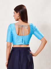 Vamas Art Silk Round Neck Solid Front Open Blouse