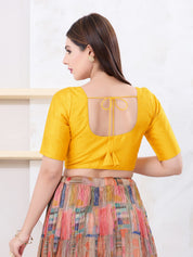 Vamas Art Silk Round Neck Solid Front Open Blouse