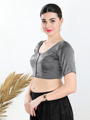 Vamas Tissue Round Neck Front Open Blouse
