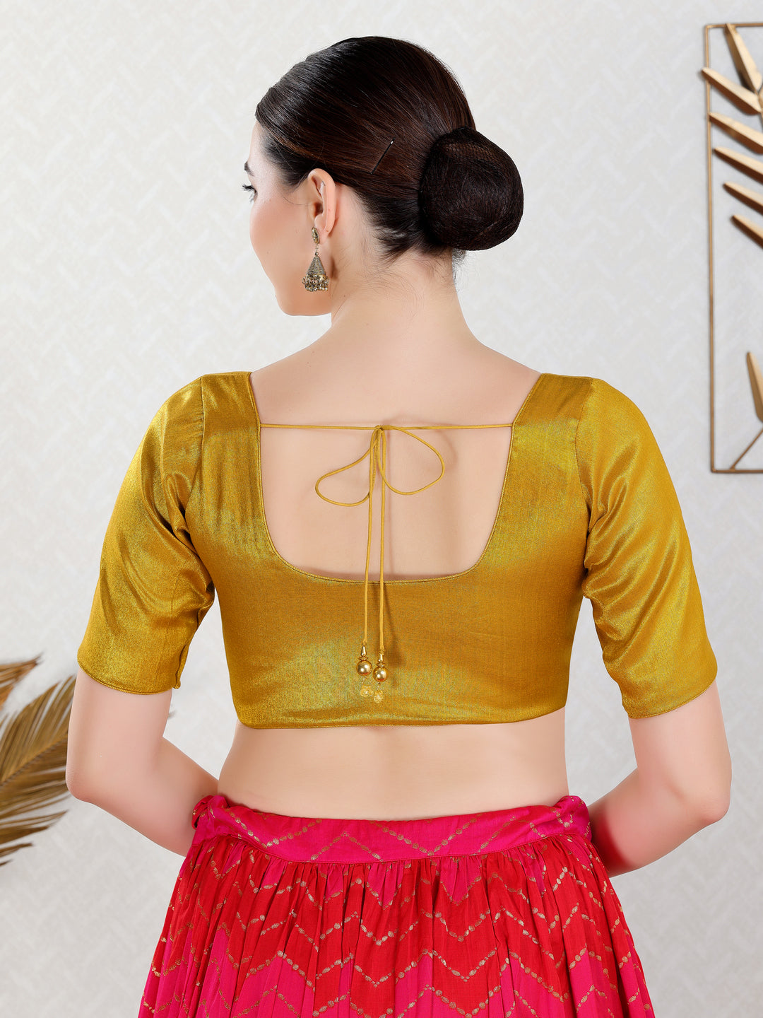 Vamas Tissue Round Neck Front Open Blouse