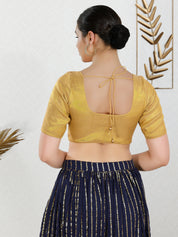 Vamas Tissue Round Neck Front Open Blouse
