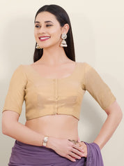 Vamas Tissue Round Neck Front Open Blouse