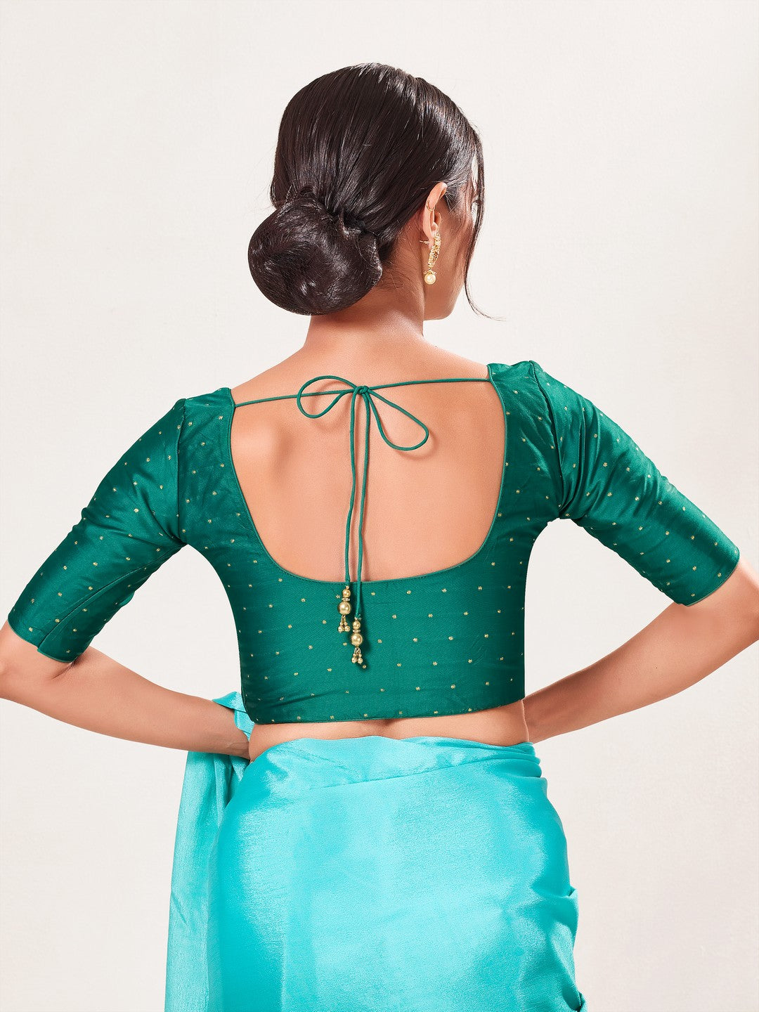 Vamas Tafetta Silk Zari Butti Round Neck Festive Blouse