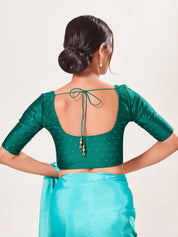 Vamas Tafetta Silk Zari Butti Round Neck Festive Blouse