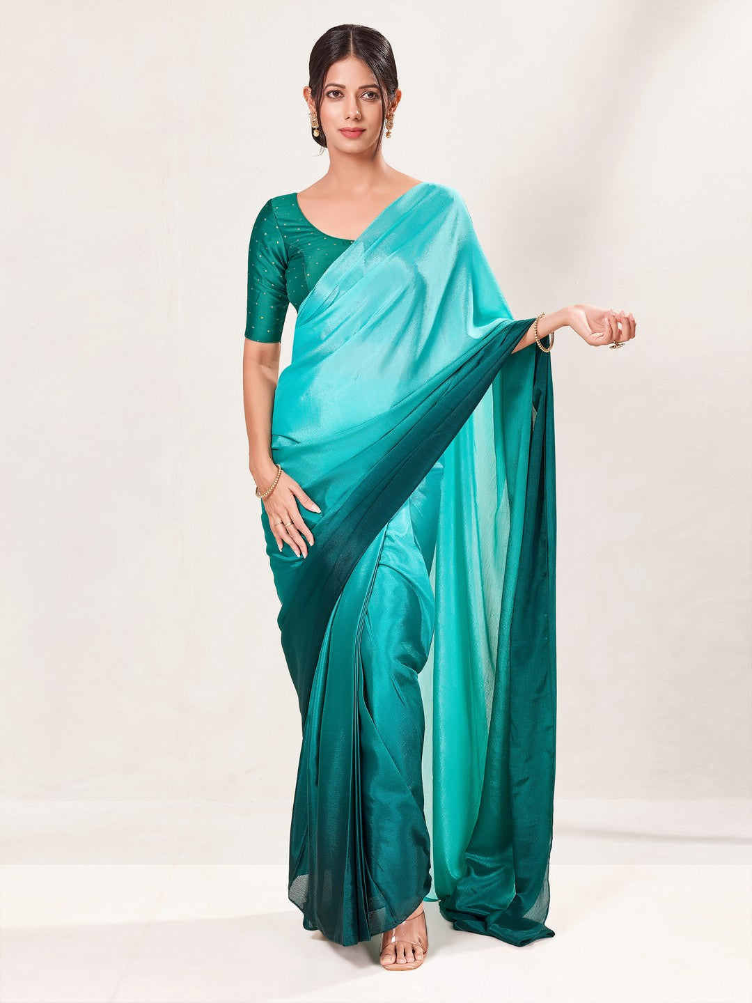 Vamas Tafetta Silk Zari Butti Round Neck Festive Blouse